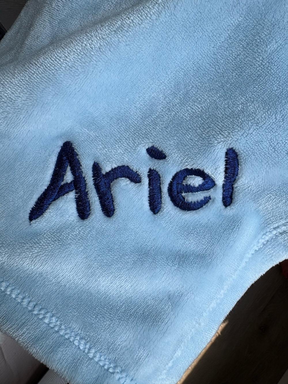 LIKE NEW Ariel personalized soft light blue baby blanket